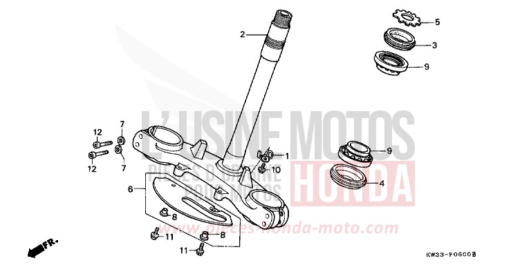 STEERING STEM for Dominator 250 BLACK (NH1E) from 1988